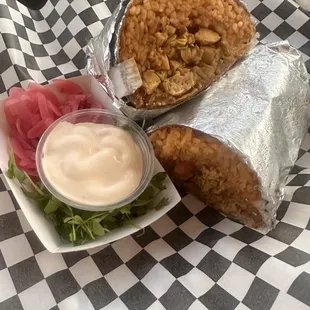 Grilled chicken burrito. Served on locally sourced flour tortilla made with pasture raised lard and AZ Hayden Flour Mills heritage grains.