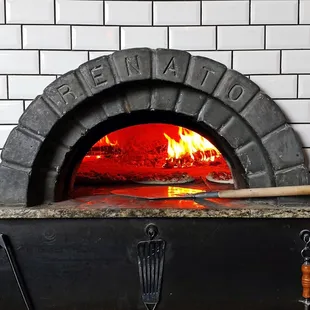 The wood-fired oven.