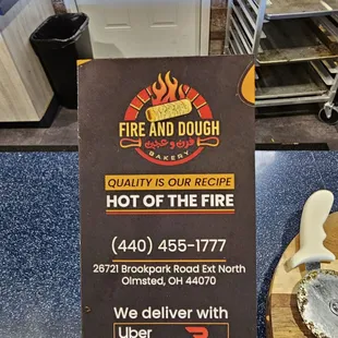 a menu for a restaurant