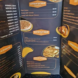 a menu for a pizza restaurant