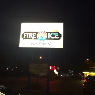 a lit up sign