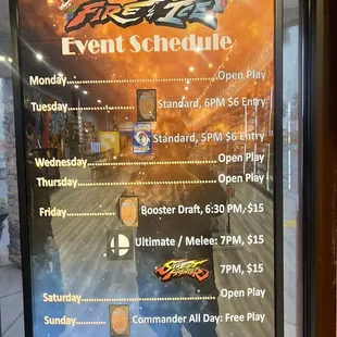 Tournament schedule as of 12/6