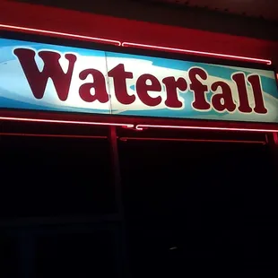 The Waterfall sign now up.