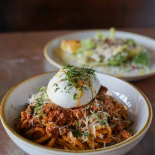 Bucatini Bolognese with Burrata