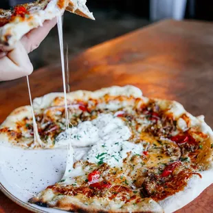 Spicy Salsiccia Pizza with Burrata