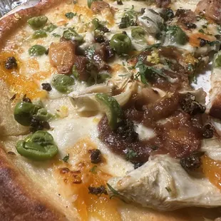 Artichoke Apricot Caramelized Onion Pizza