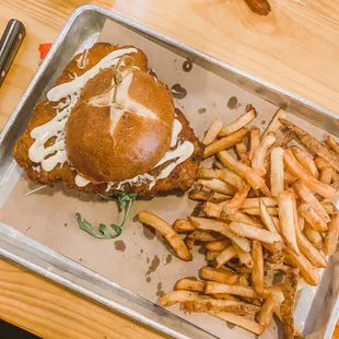 Schnitzel Sandwich and fries!