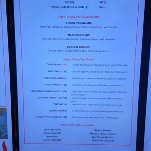 menu and prices