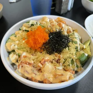 Tuna and salmon poke bowl