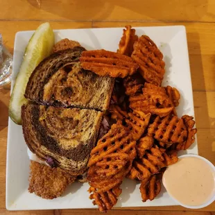 Grueben and sweet potato fries