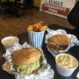2 Fire Chicken sandwiches - just different toppings - both yummy.