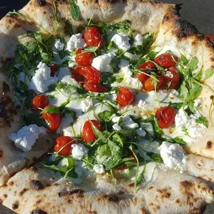 My very favorite goat cheese and tomato pizza