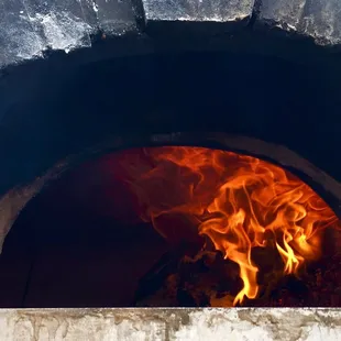 Raging wood burning fire oven!!!