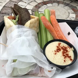 Beef gyro with humus
