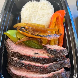 beef, rice and peppers