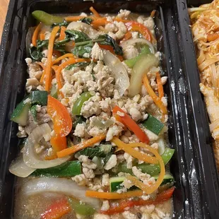 Basil stir fry with ground pork not much flavor but it was ok