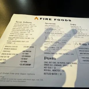 Fire Foods Menu