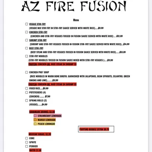 UPDATED FIREFUSION MENU !!!
FOLLOW FOR UPDATES ON INSTAGRAM @AZFIREFUSION