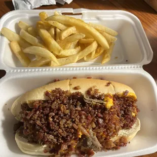 This is ALOT of bacon !!!!! Fries where not hot and sandwich was not as great as it looks !! Over all disappointing.