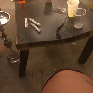 Broken table we were supposed to sit our orders on