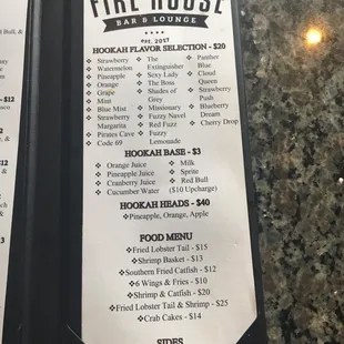 menu