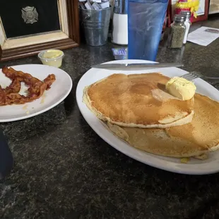 Short stack with a side of bacon