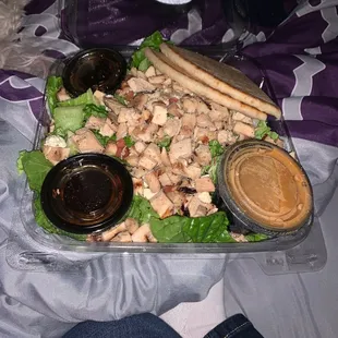 Volcano Volcano Chicken Salad with extra chicken and teriyaki sauce