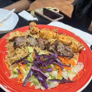 1/2 Lamb 1/2 Chicken Plate