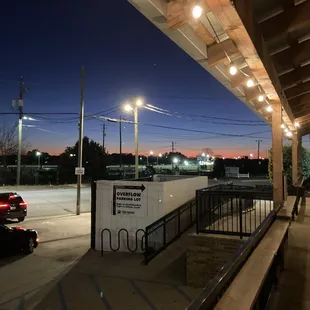 Beautiful sunset down their covered patio walkway!