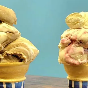 two cones of ice cream