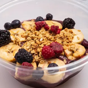 Surfer's Bowl : Acai topped with berries and granola.  Bananas are optional.