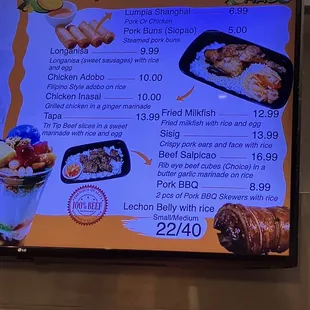 Filipino pop up menu