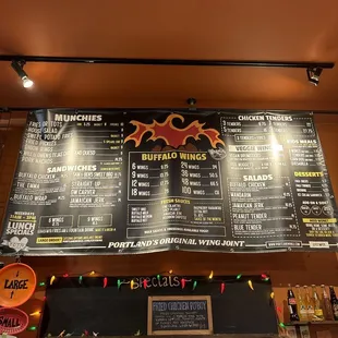 a menu at a restaurant