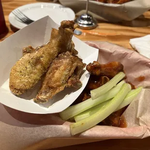 Lemon Pepper Wings with a split of BBQ