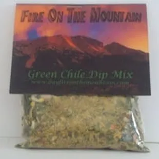a bag of green chile dip mix