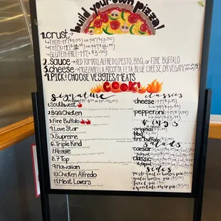 the menu for the restaurant