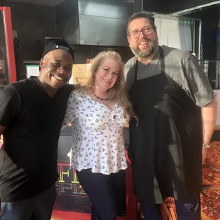 A picture of myself, and the two owners of fire pizza
