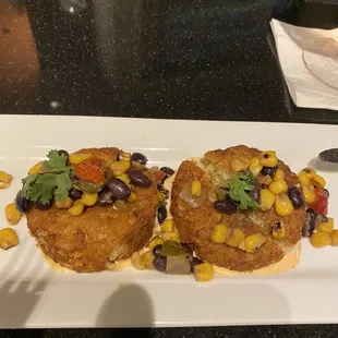 happy hour crab cakes (i cut one in half before taking the photo)