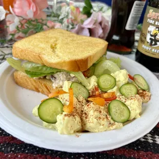 Fresh chicken salad sandwich on brioche toast!
