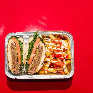 a sandwich and fries