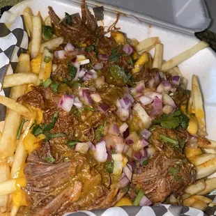 Nacho Fries with birria