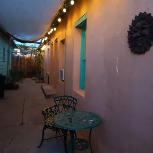 Outside patio by rooms