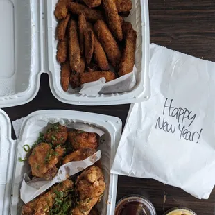 Saigon street and Thai chili wings with zucchini sticks