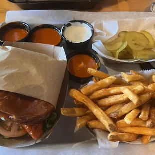 Original sandwich with seasoned fries.