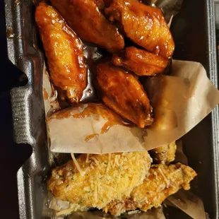 Bbq bone-in flats and garlic parmesan bone-in flats