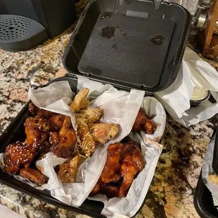 Barbecue garlic Parmesan and teriyaki bone in wings
