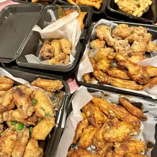 chicken wings and fried chicken, interior