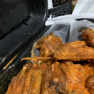 a basket of chicken wings