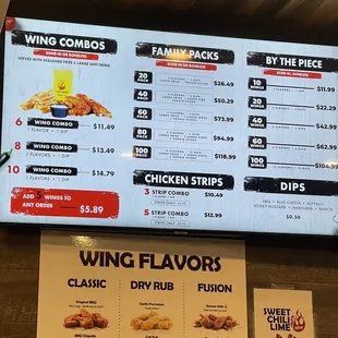 Menu for Family packs