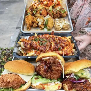 chicken wings and fried chicken, food